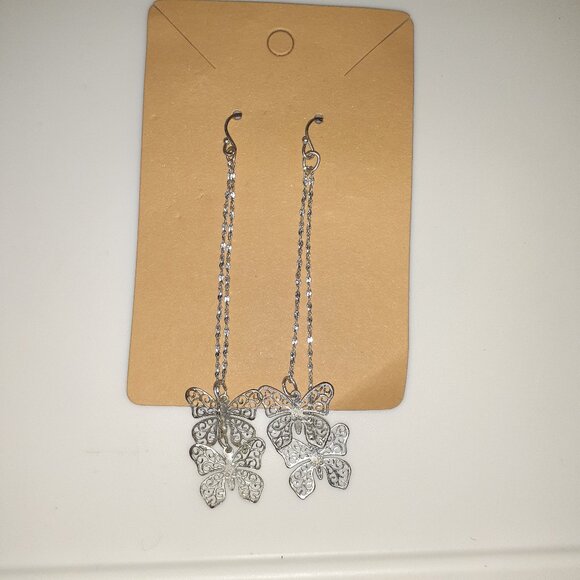 Jewelry - Silver Butterfly Dangle Earrings